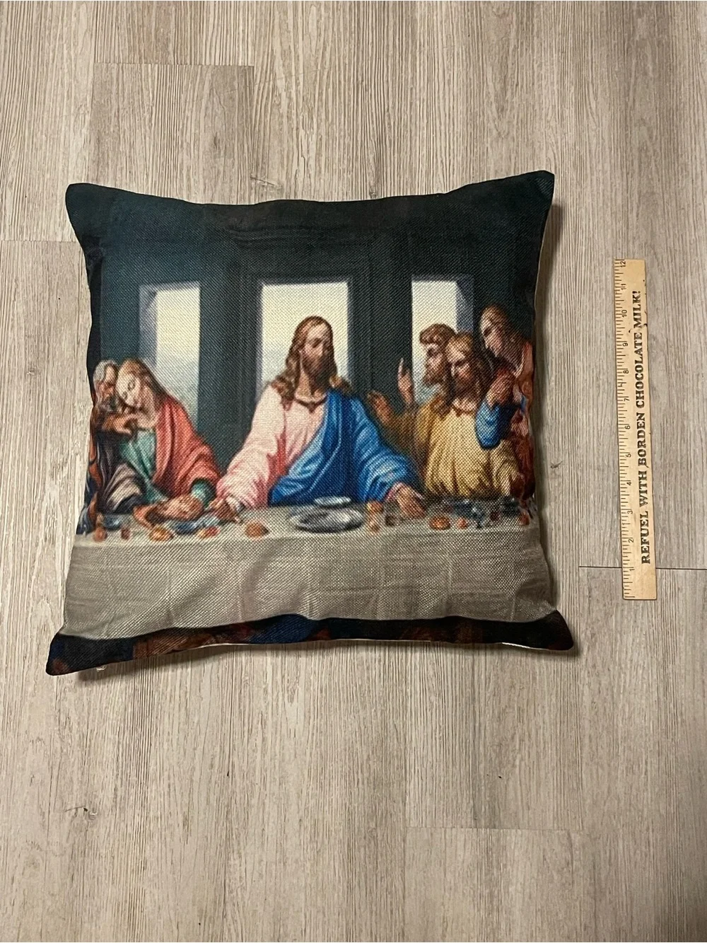 Religious Art Accent Pillow - Blue, Cream, Tan